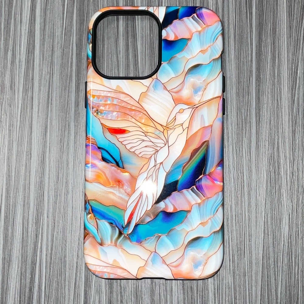 IPhone13 Pro Max Mosaic Colorful Hummingbird Phone Case in Gloss finish
